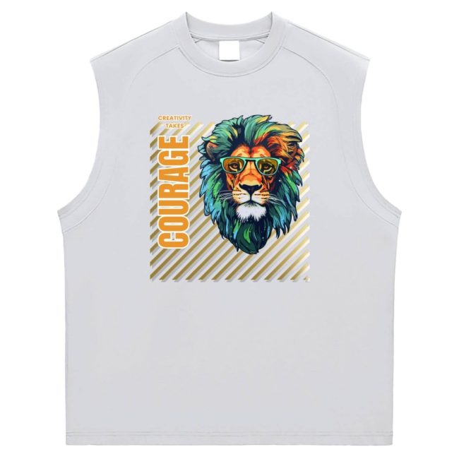 white Tank Top henri matisse quote creativity takes courage with artistic lion and striped diagonal background