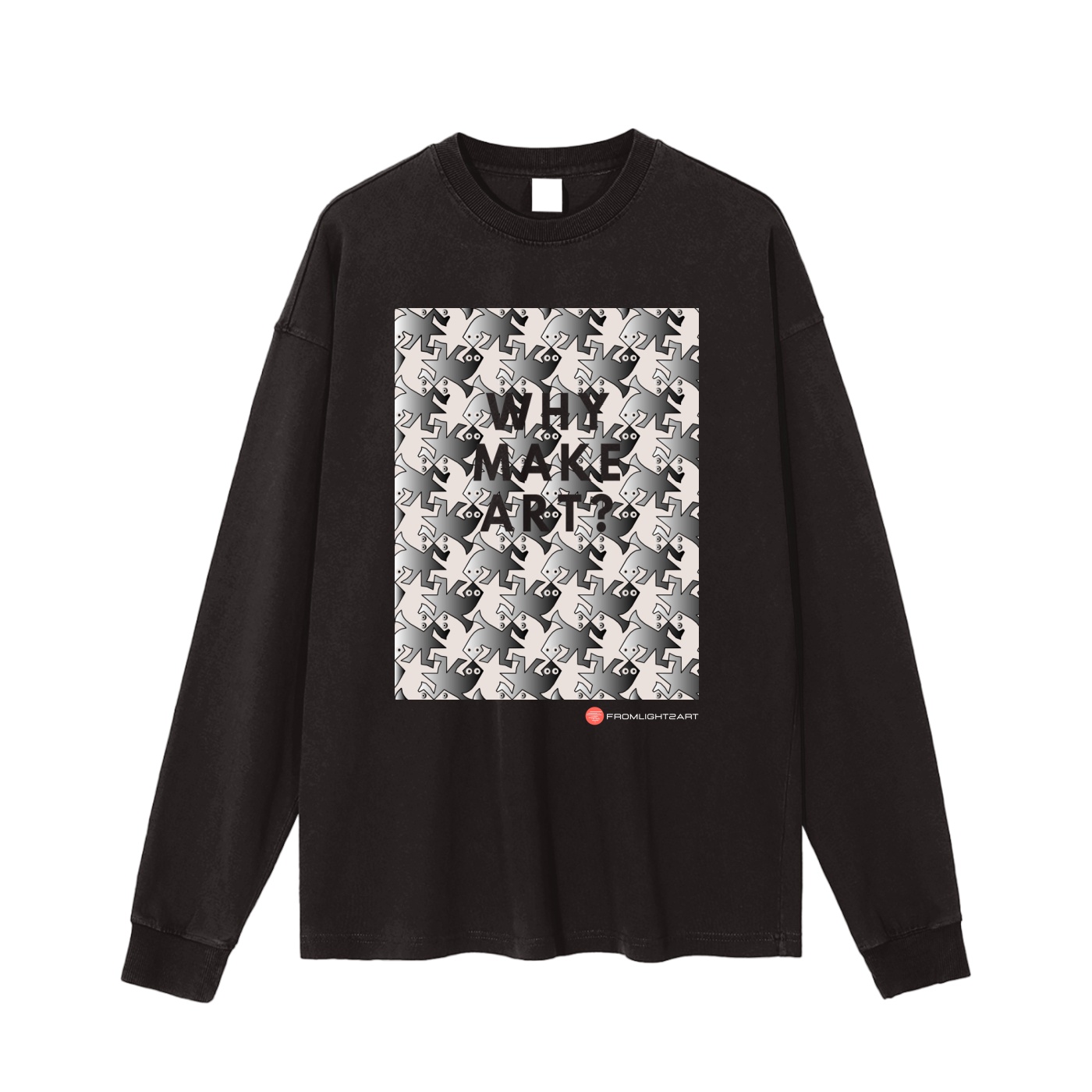 Why Make Art? Escher Inspired, Enzyme Washed Long Sleeve T-shirt