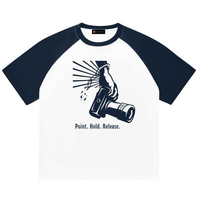 Point. Hold. Shoot. Photography T-Shirt – Blocked Raglan Sleeve T-Shirt